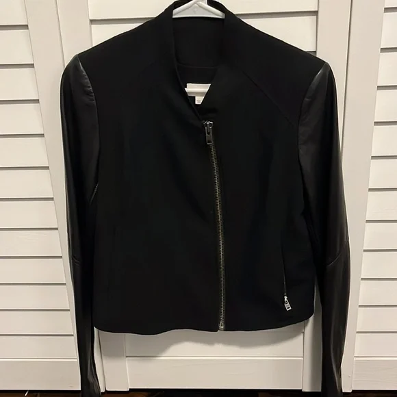 HELMUT LANG Eon Jacket Leather & Wool Asymmetrical Jacket P - Picture 2 of 11
